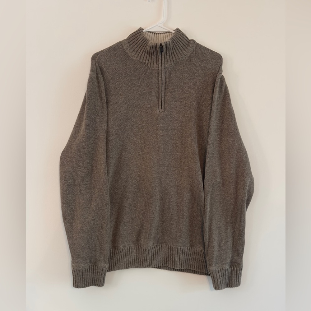 Eddie Bauer Men's Taupe Zip-Up Sweater
